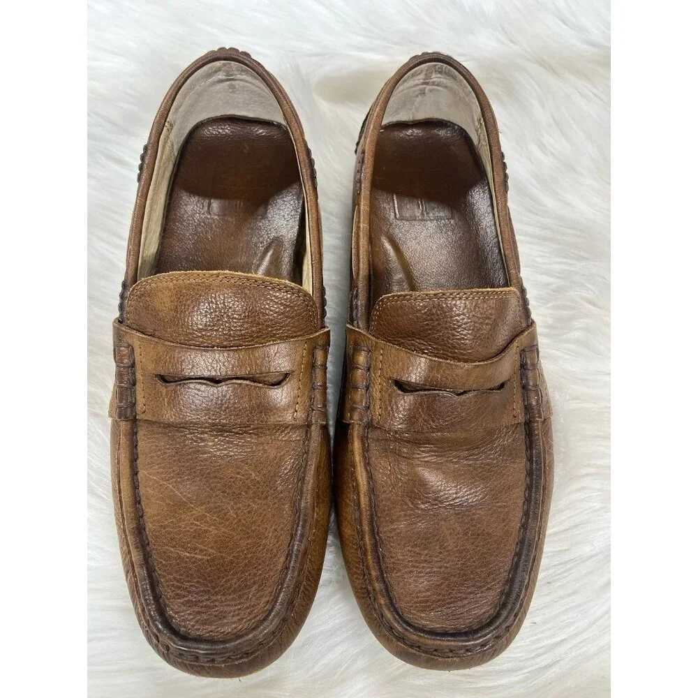 FRYE West Penny Loafer Men's 8.5 Brown Leather Lined Moccasin Driver - Picture 1 of 6